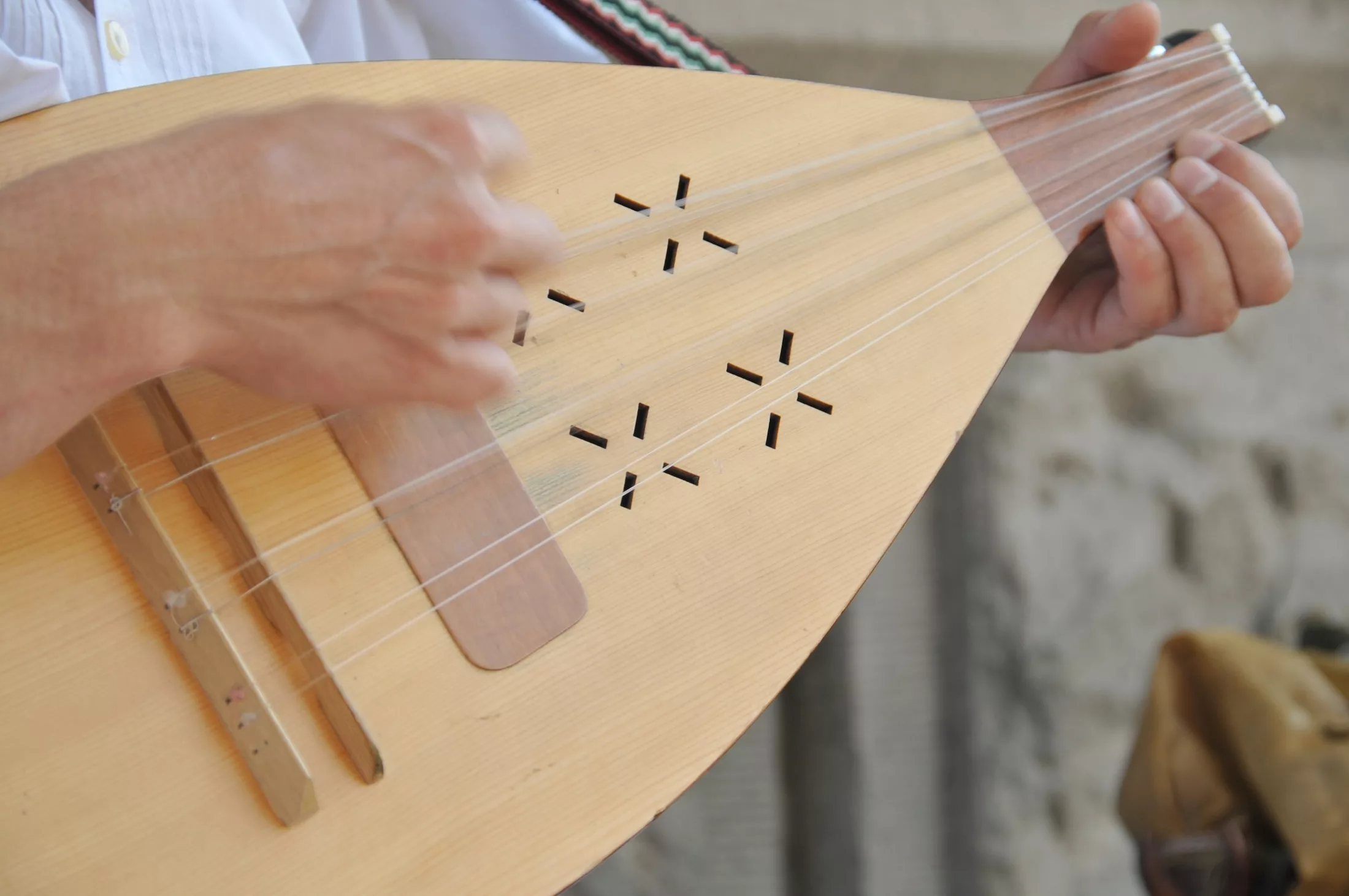 romanian Cobza, a fretless stringed musical instrument used for traditional folk music.