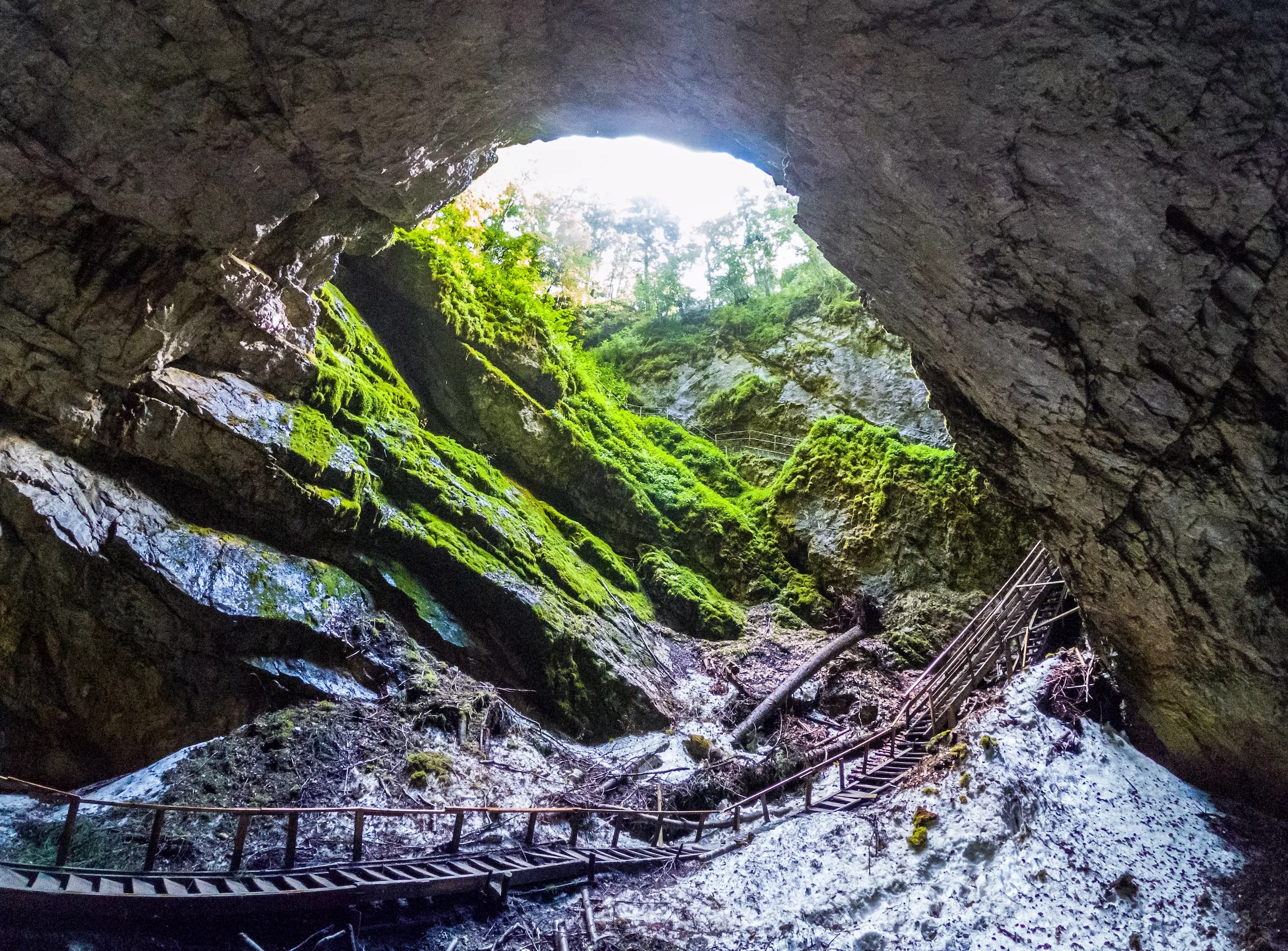 Scarisoara ice cave entrance, Apuseni mountains, Romania.