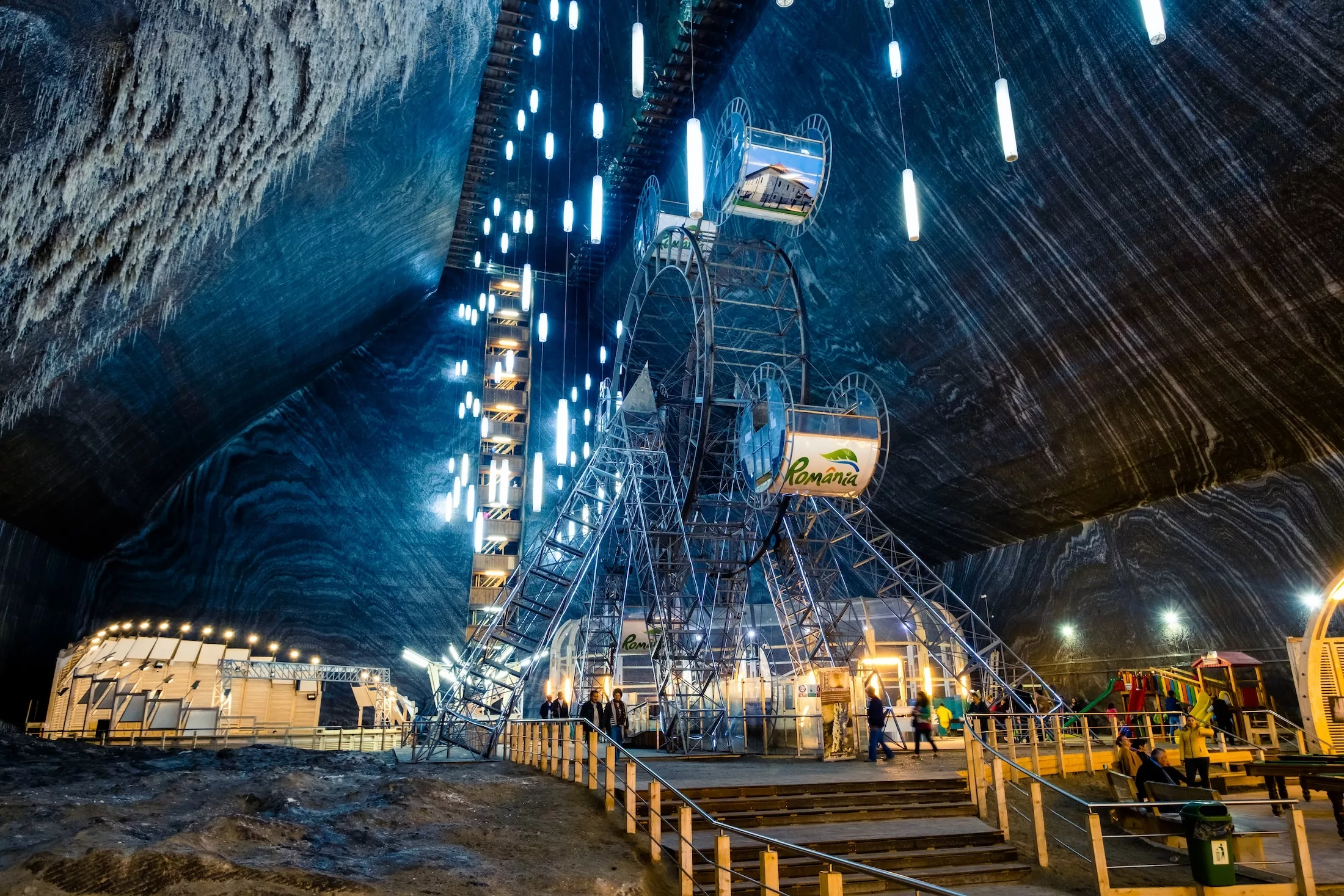 Turda, Romania - 27 october 2019: Popular touristic salt mine Salina Turda in Romania