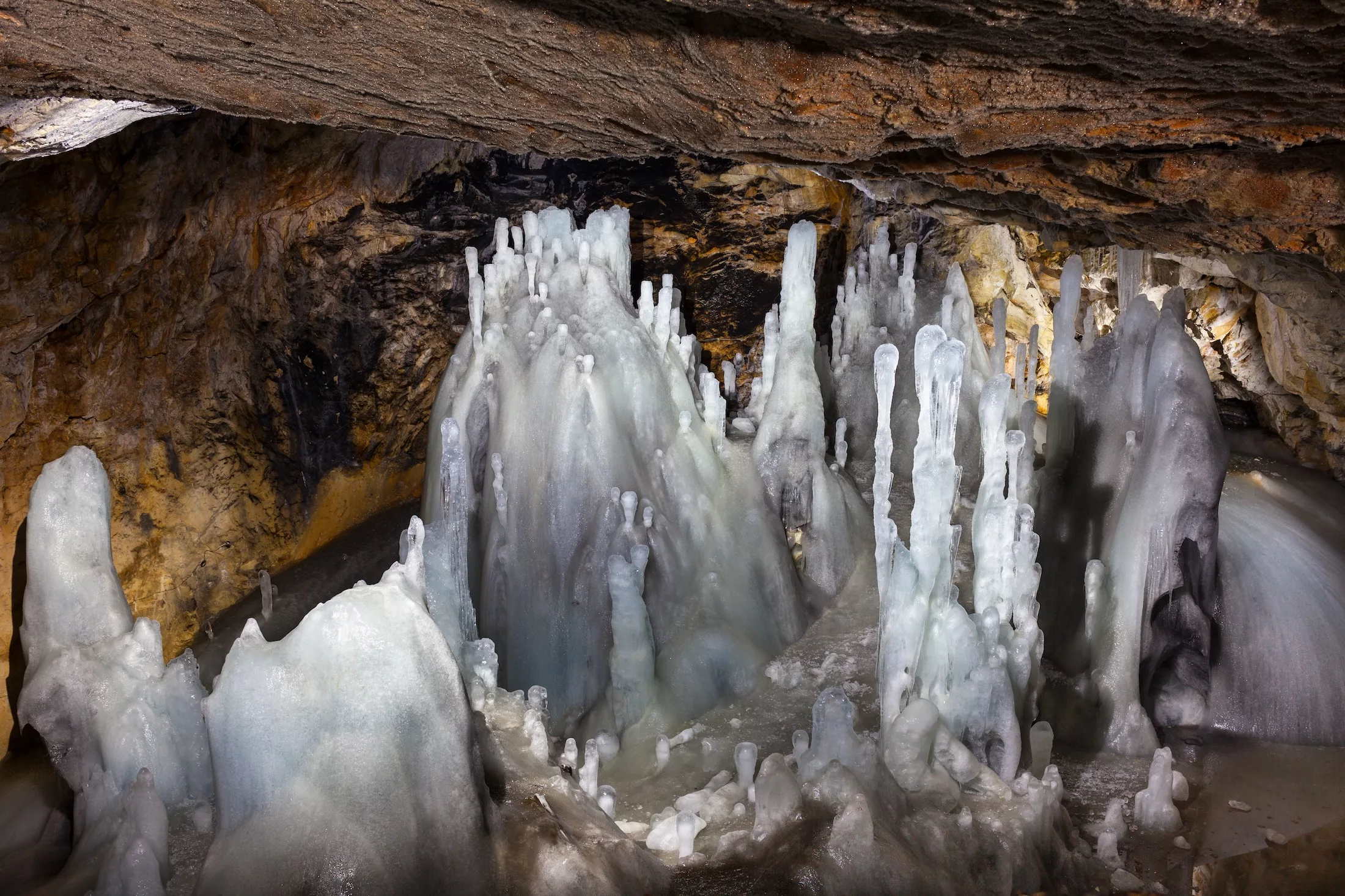 Underground glacier in Scarisoara cave, Apuseni mountains, Romania